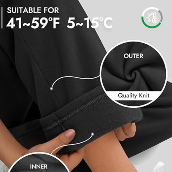 Y2K Fleece-Lined Wide Leg Sweatpants | Black High-Waist Straight Joggers - Picture 2 of 7